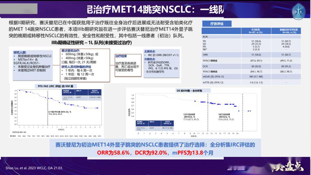 圖 12:賽沃替尼一線治療 met ex14 跳突 nsclc 數據更新此外,vision