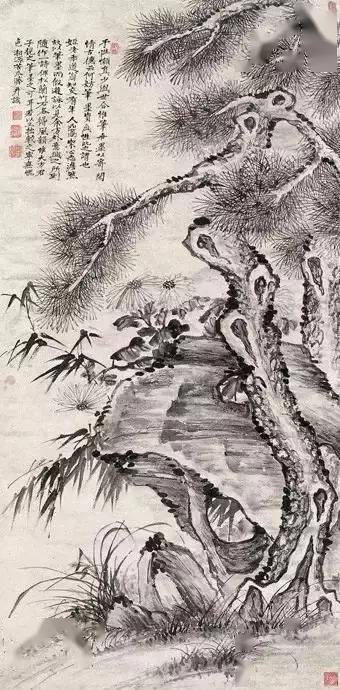 山人(1626-1705)玩菊圖 清 陳洪綬(1598-1652)蘭竹菊圖 清 王鐸(159