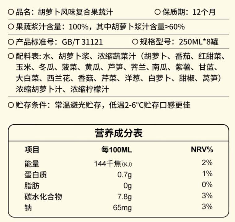 全网找到12款,聚会代替甜饮料营养拉满!_含量_配料表_蔬菜