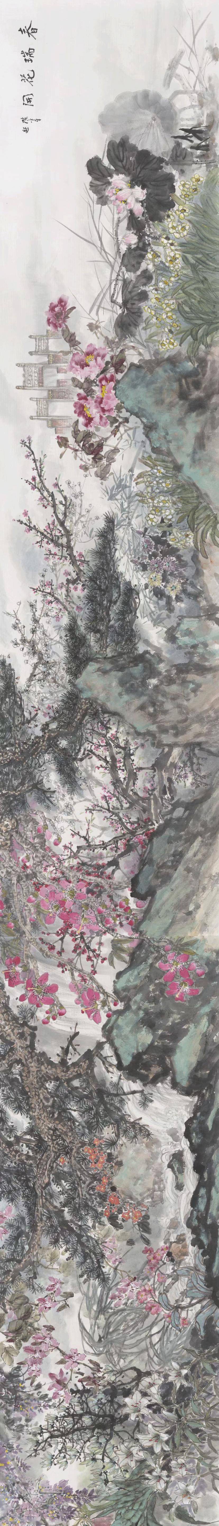 广府味·幸福年|12米国画花鸟长卷,惊艳亮相越秀西湖花市!