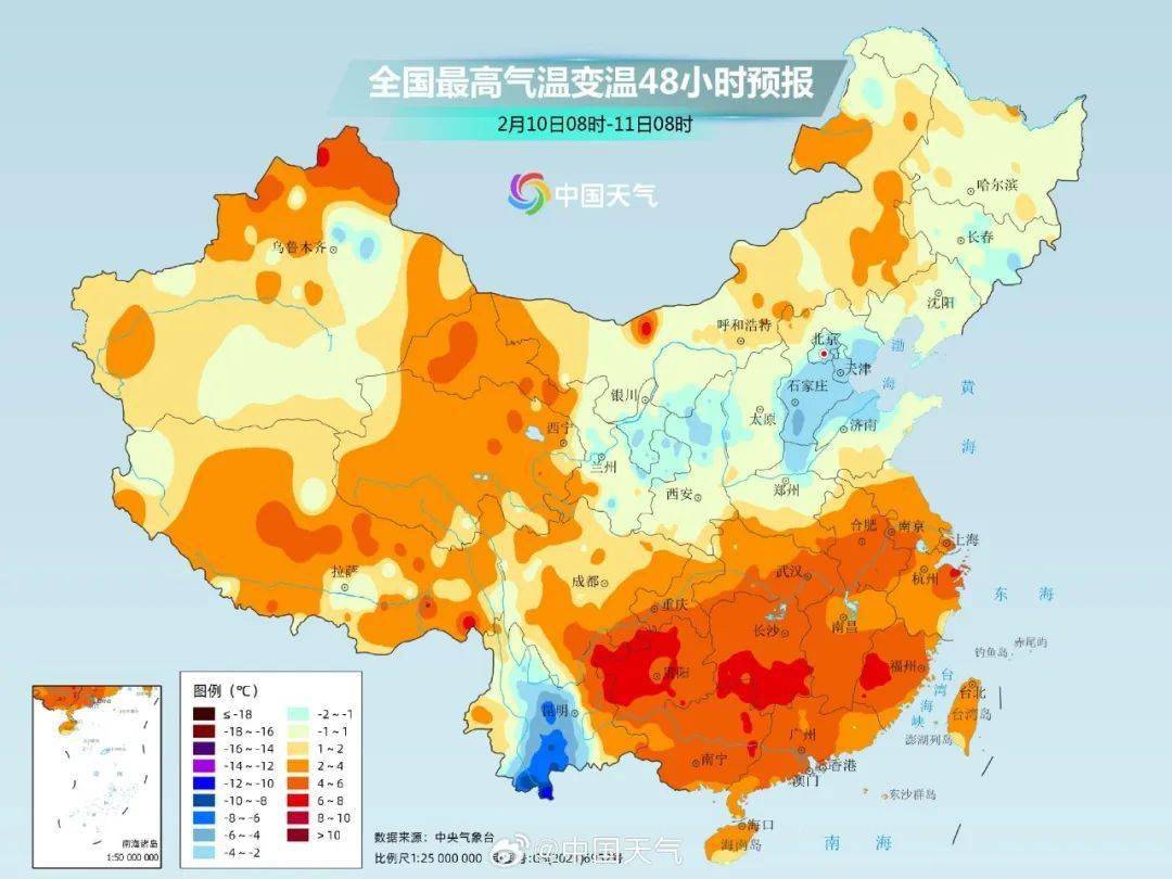 全国气温回暖地图图片