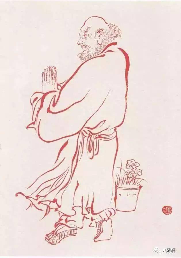 八雅轩丨【艺术经典】弘一法师108幅罗汉图,珍藏!_李叔同_绘画_书法