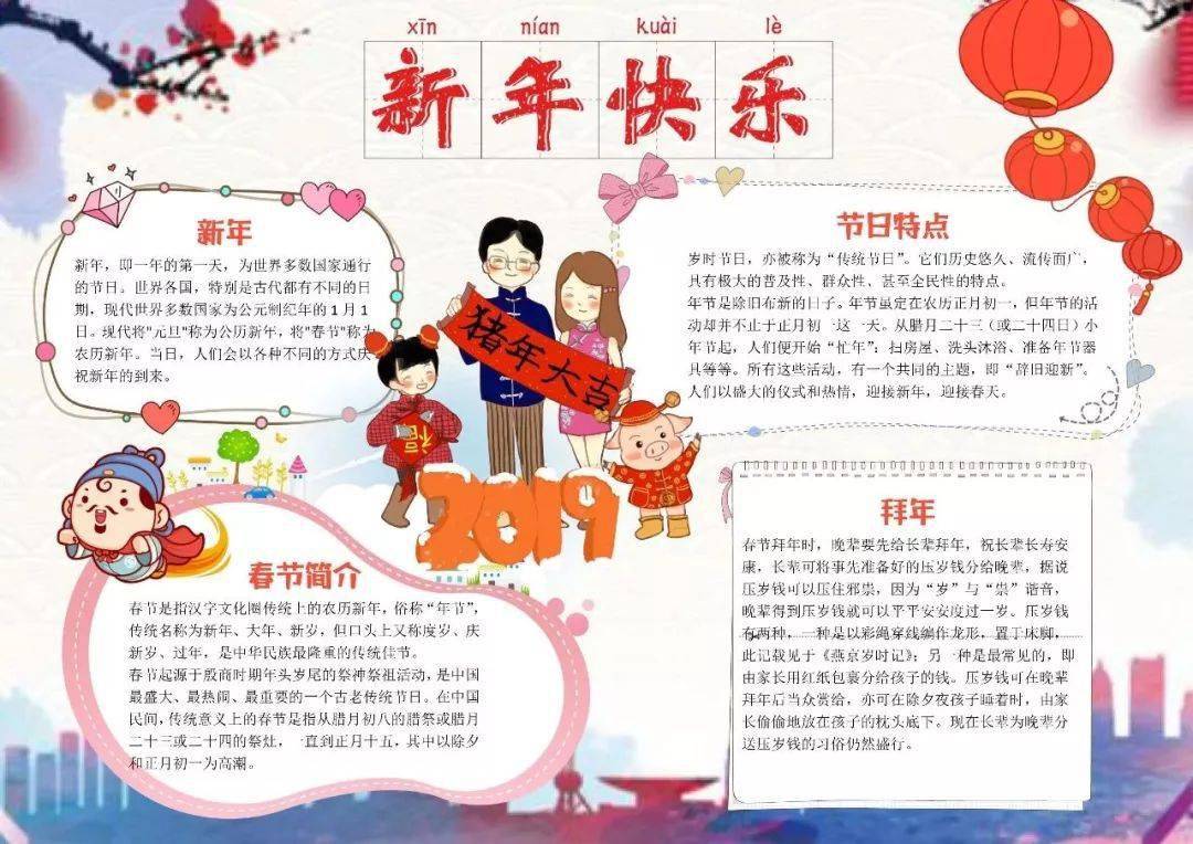 可打印丨超实用春节手抄报合集,假期陪孩子动动手吧!_元日_图片_程序