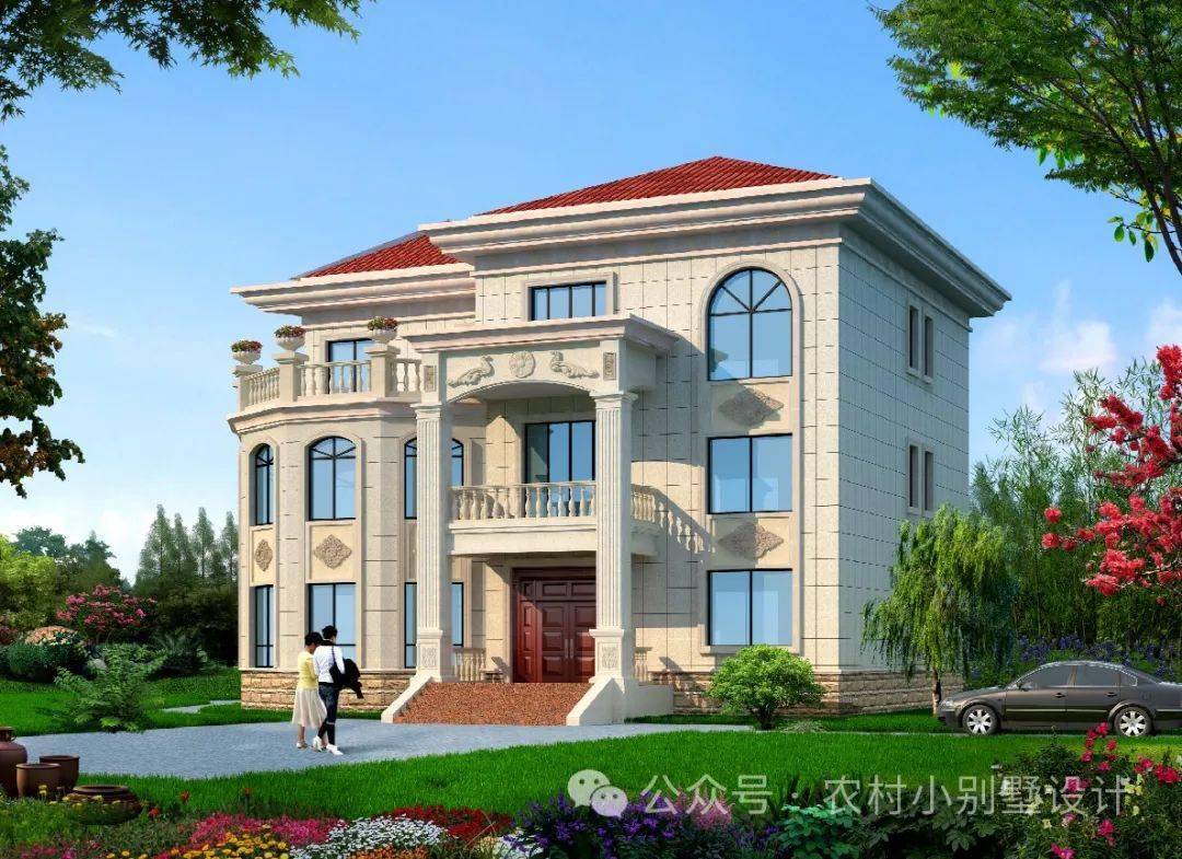 25套三层农村别墅,红屋顶精致大气,符合农村生活所需