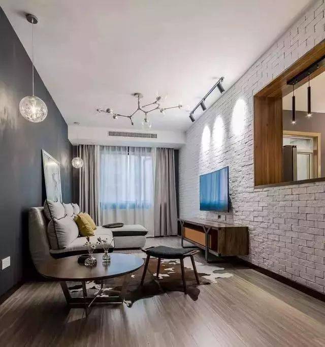120平北欧复式楼装修,砖砌电视背景墙实在美!_设计_原木_灰色