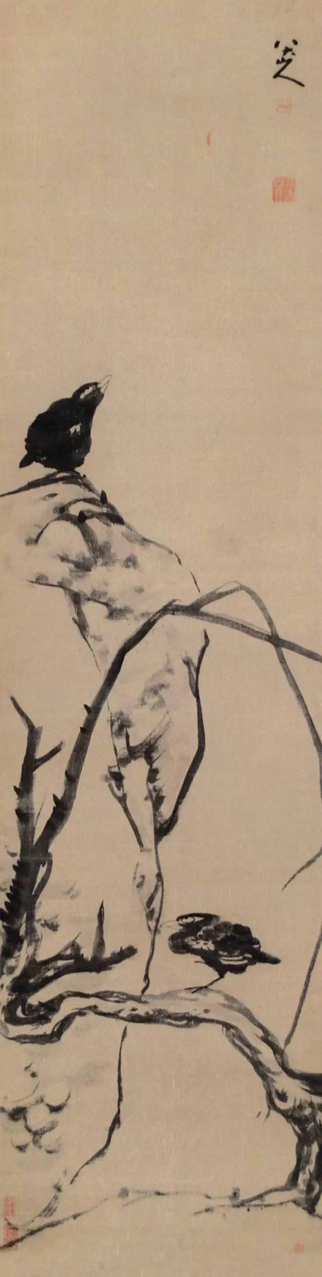 八大山人:一颗极度孤傲心,创造了美学的永恒_立轴_朱权_坠落