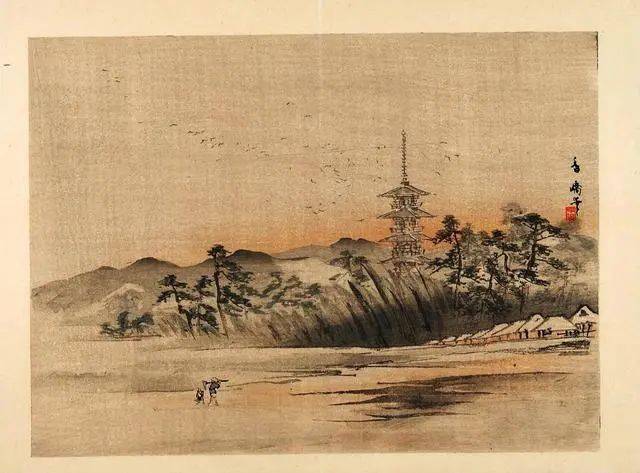 雍府画帖》三册：风景版画，淡雅宁静_谷口香_菊池_四季