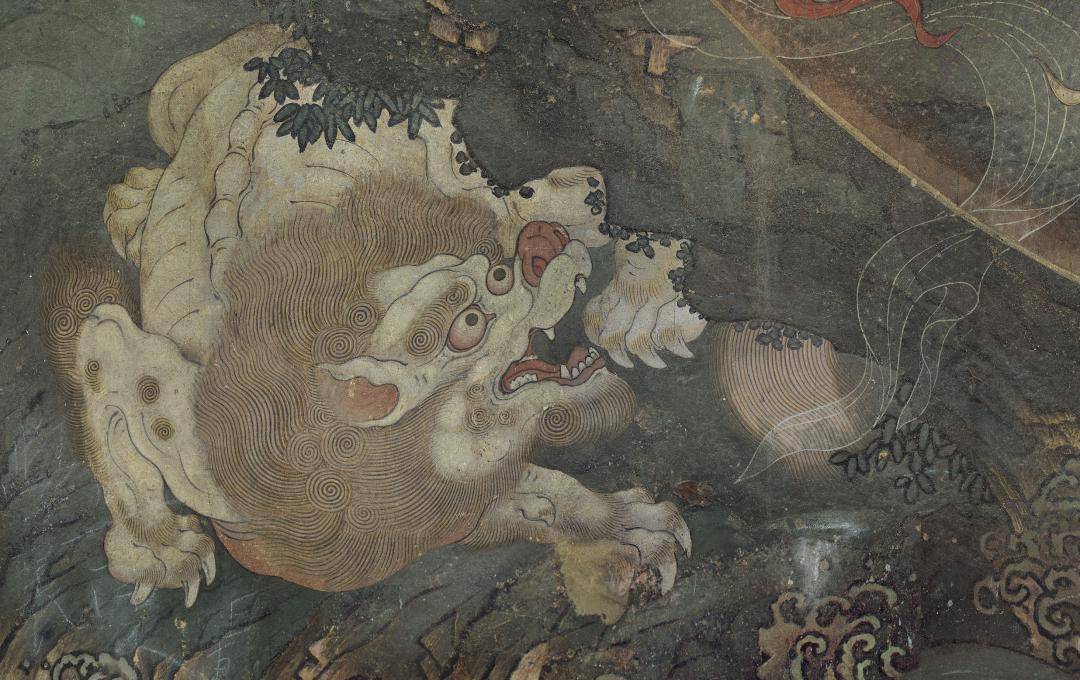 水月观音中金毛吼水月观音中白鹦鹉法海寺的壁画可谓集明代工笔重彩