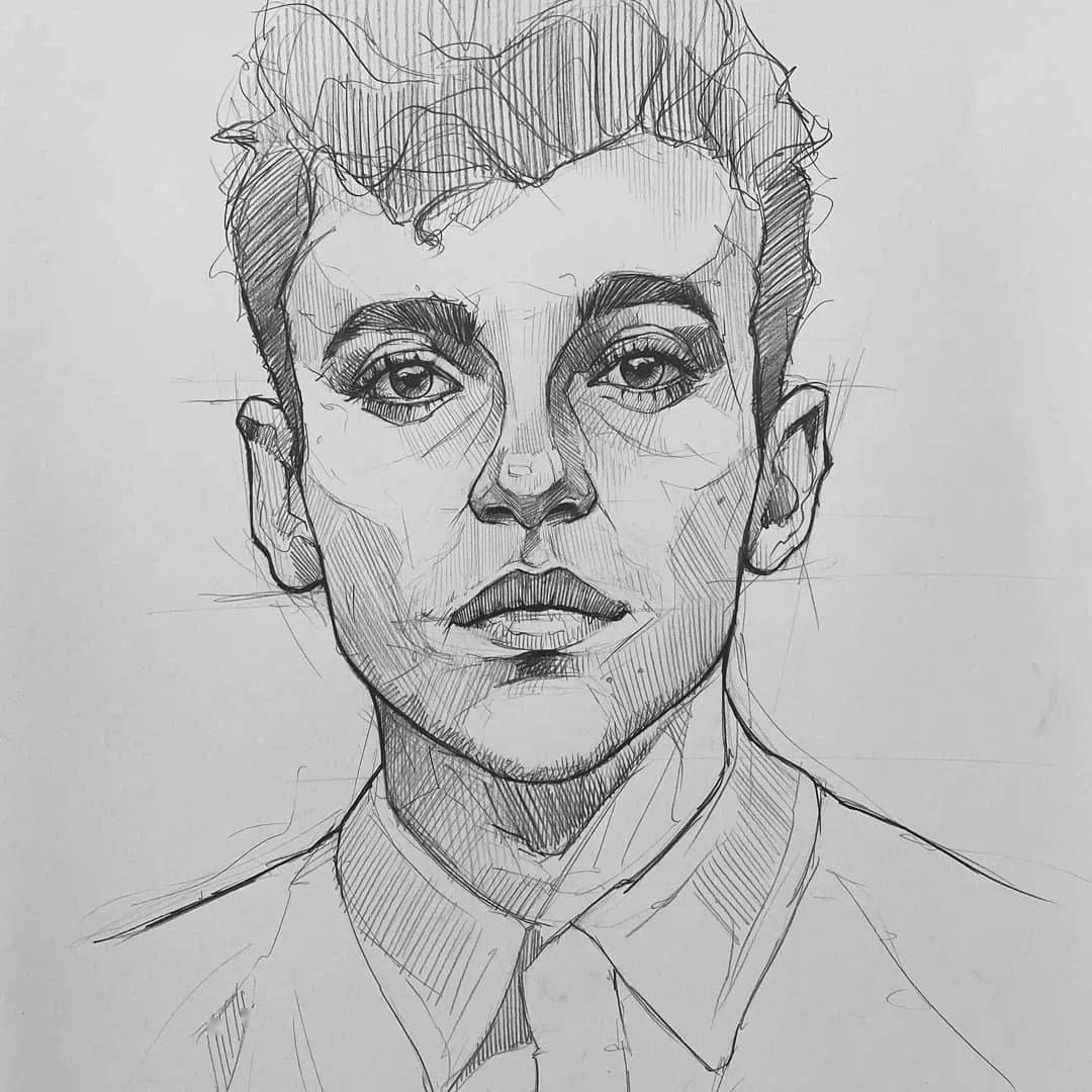 线条清晰的自动铅笔素描,带辅助线_在线_基础_艺术