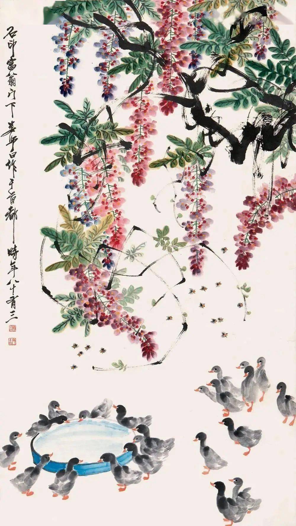 娄师白写紫藤,让人沐浴春风_齐白石_艺术_国画