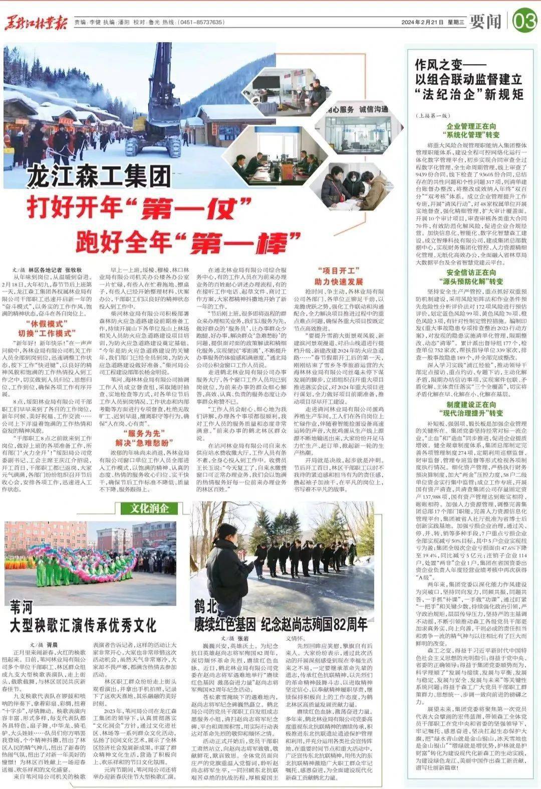 2月18日,大年初九,春节节后上班第一天,龙江森工集团各权属林业局有限