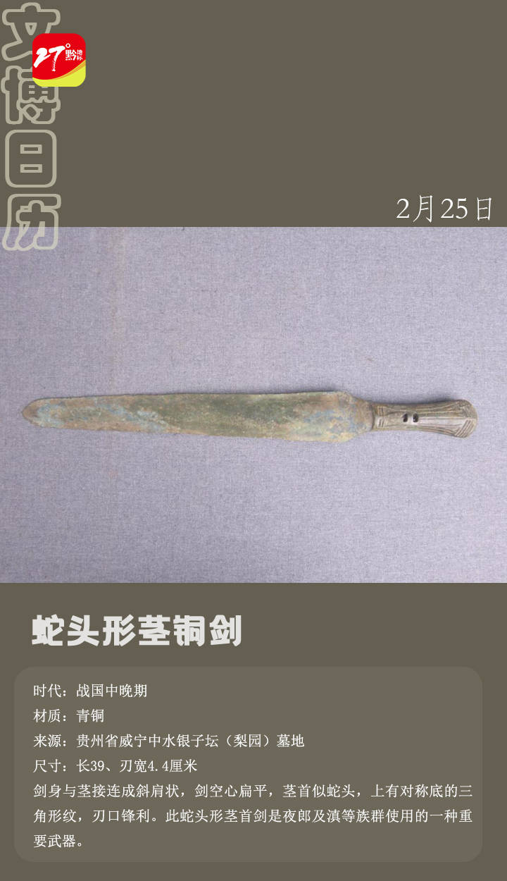 文博日历 | 蛇头形茎铜剑_赵珊珊_姜雨熙_姚曼