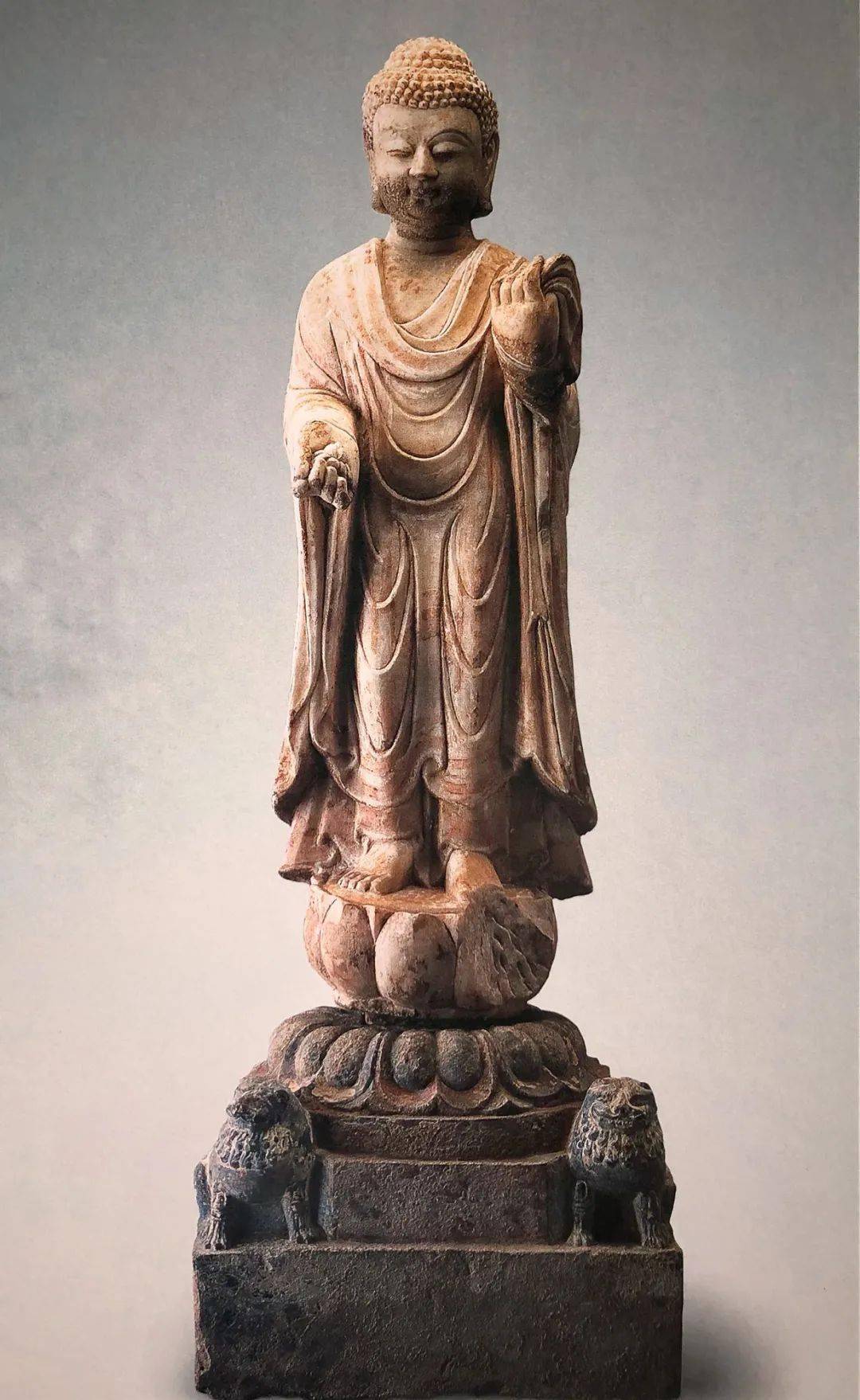 唐代白石彩绘立佛美国史密森尼博物馆藏北周精美石雕:交脚弥勒菩萨