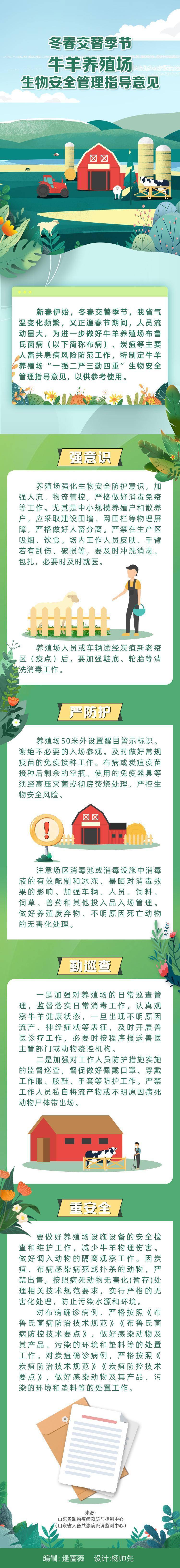 一图读懂丨冬春交替季节牛羊养殖场生物安全管理指导意见_海报_逯蔷薇