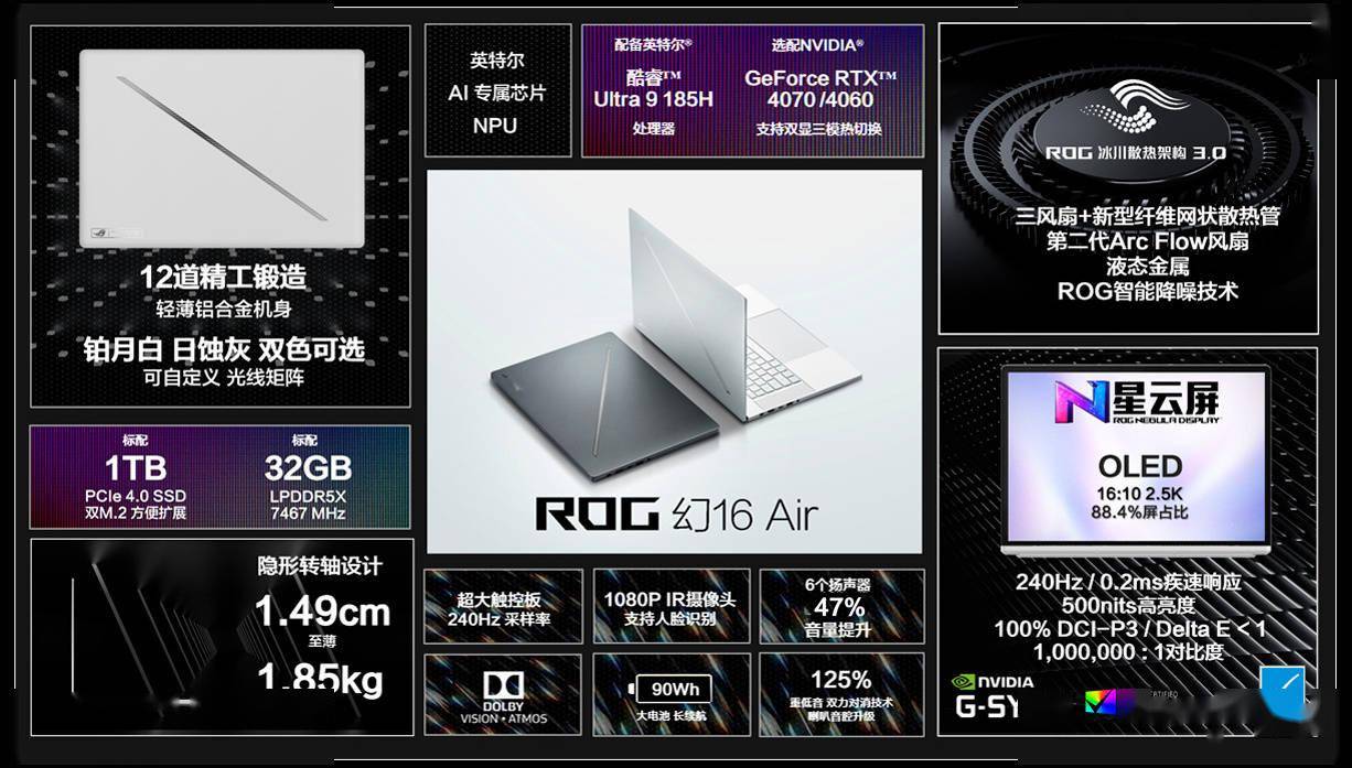 rog 幻 14/16 air 笔记本国行开售:rtx 40 独显,10499 元起