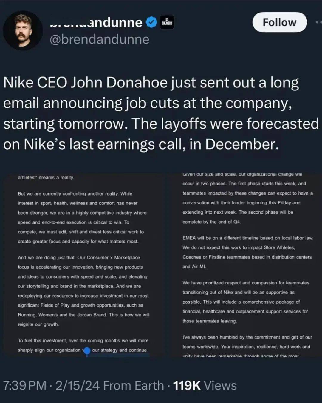 耐克痛苦的现实:需求疲软,市场零售总额未达预期_donahoe_john_员工