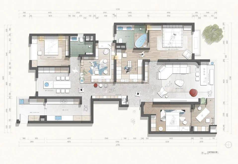 金螳螂:室内方案布局彩平图,就应该这样做!