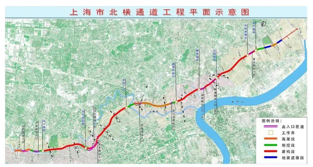 北横通道工程西起中环北虹路立交,东至周家嘴路内江路交叉口,全长19.