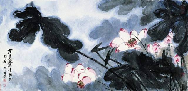 张大千:字写不好,荷也画不好_荷花_色彩_微信