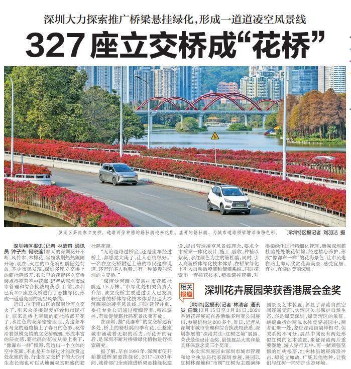 深圳特区报深圳大力探索推广桥梁悬挂绿化形成一道道凌空风景线327座