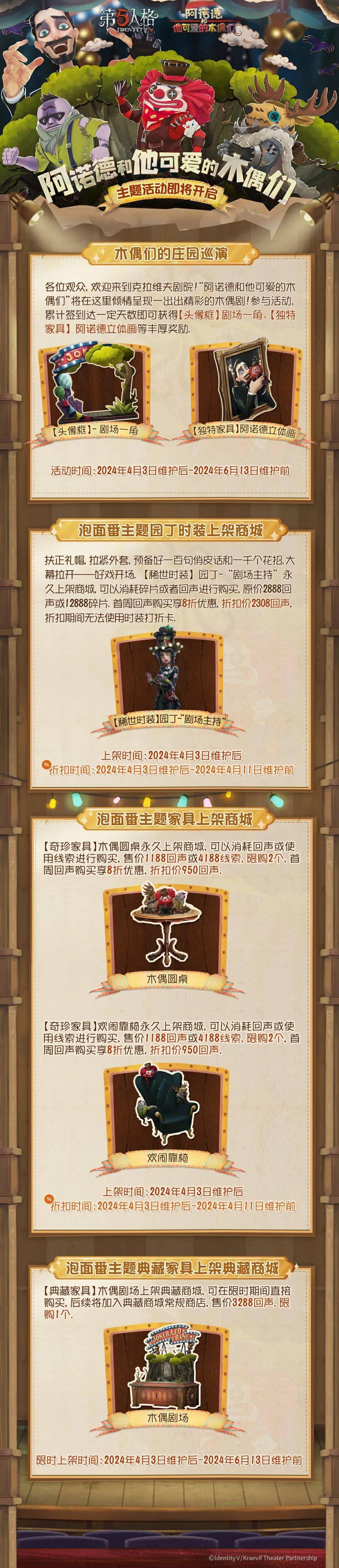 第五人格泡面番阿诺德和他可爱的木偶们主题活动将于4月3日开启活动