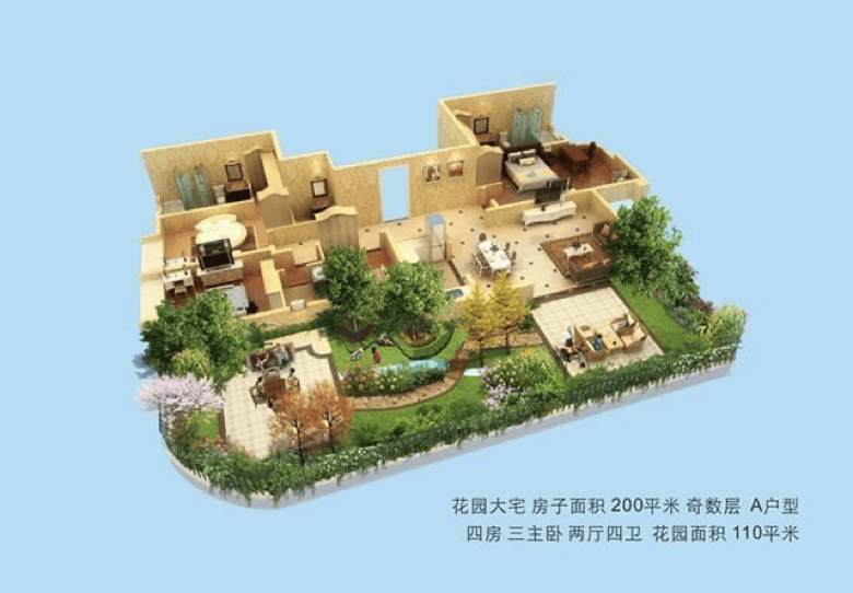 所谓"第四代绿色生态住房",即"庭院房",又称"城市森林花园建筑",它