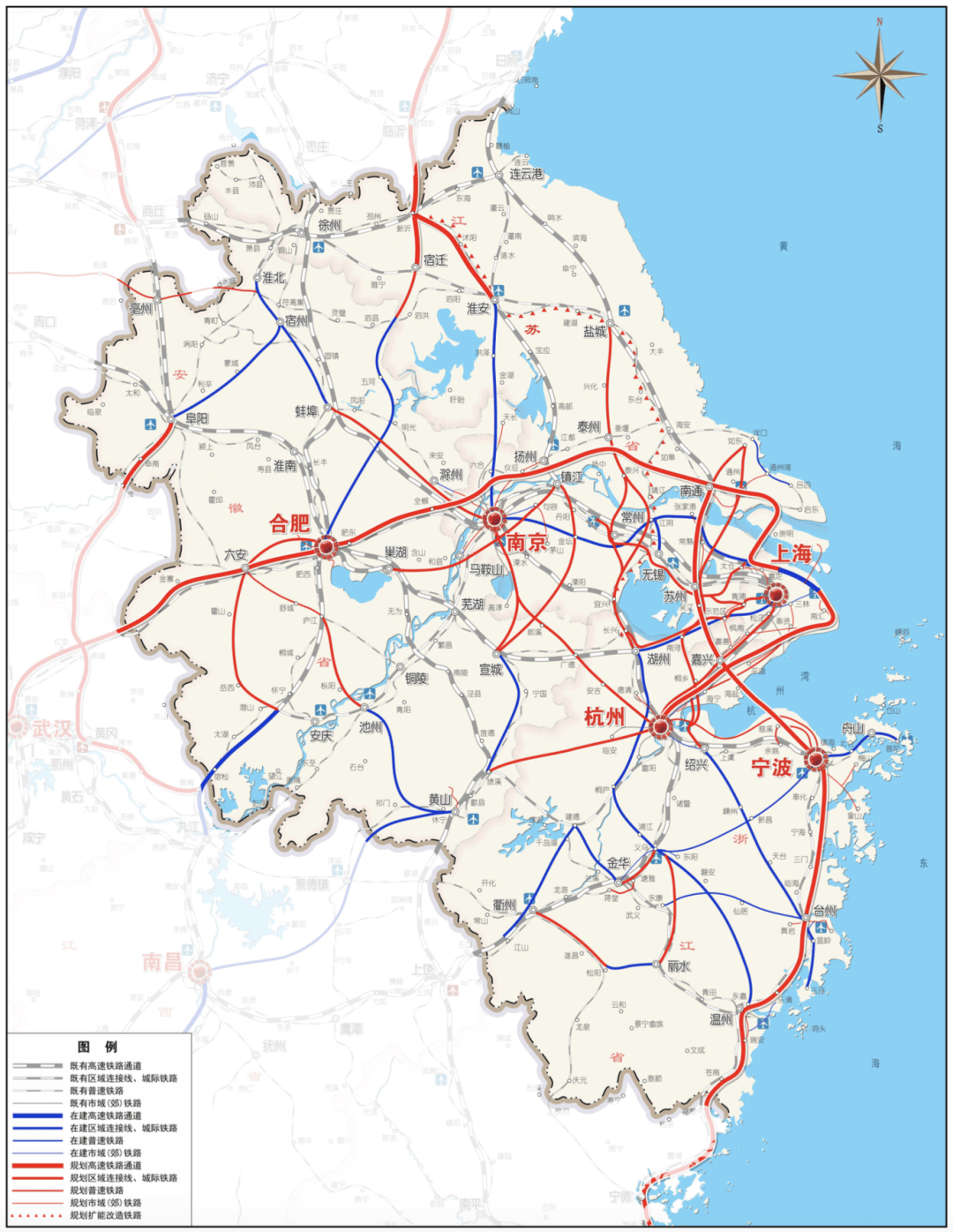 长三角地区多层次轨道交通十四五规划建设项目示意图宁杭铁路二