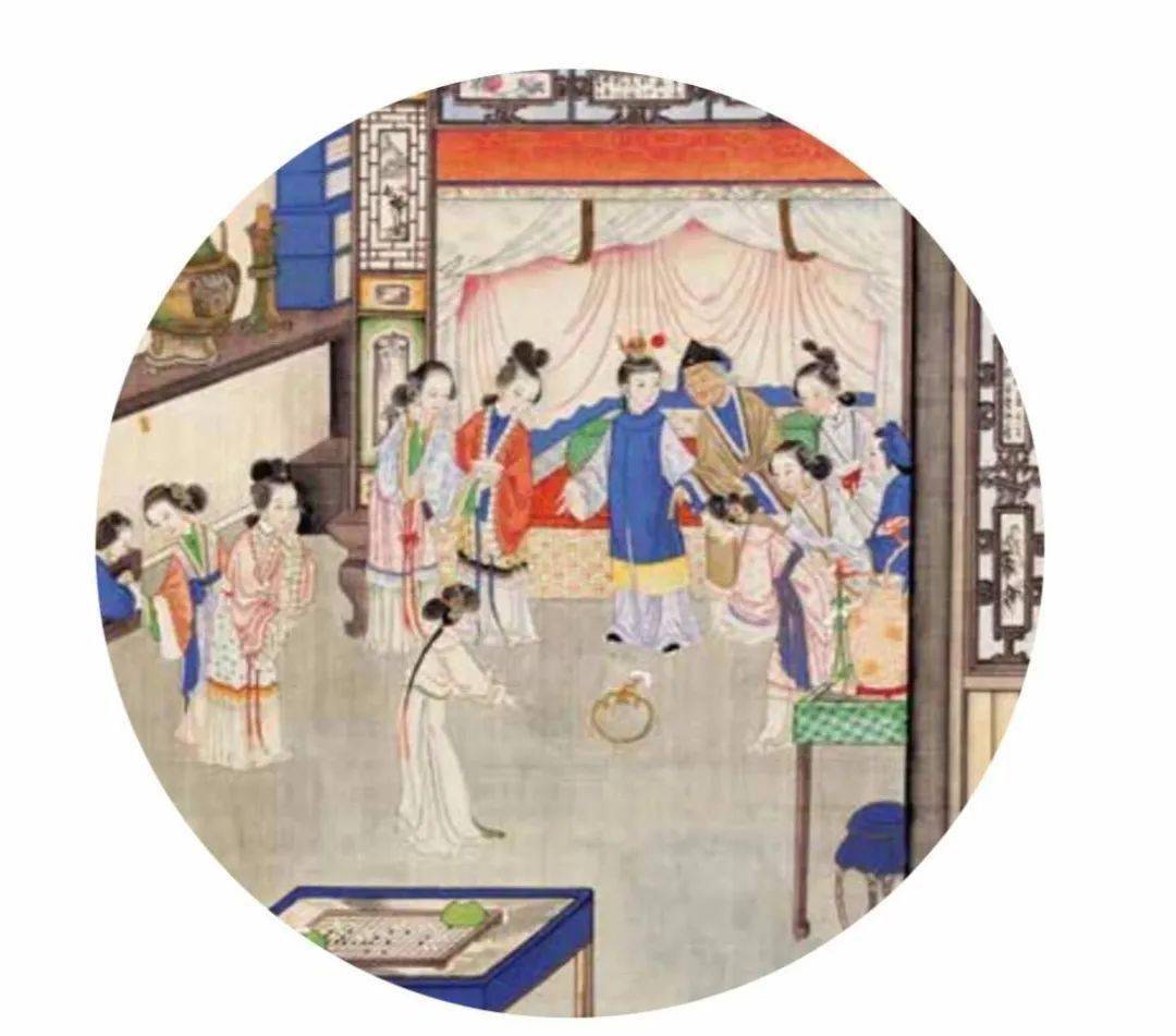 宝黛初见,宝玉摔玉当黛玉吃了宝钗的醋,跟宝玉二人一道从梨香院回去