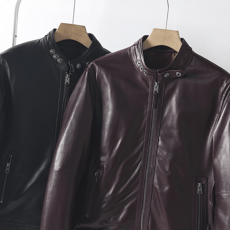 男士皮衣外套558享材质柔软舒适细腻耐久性好黑色经典不过时上身帅气