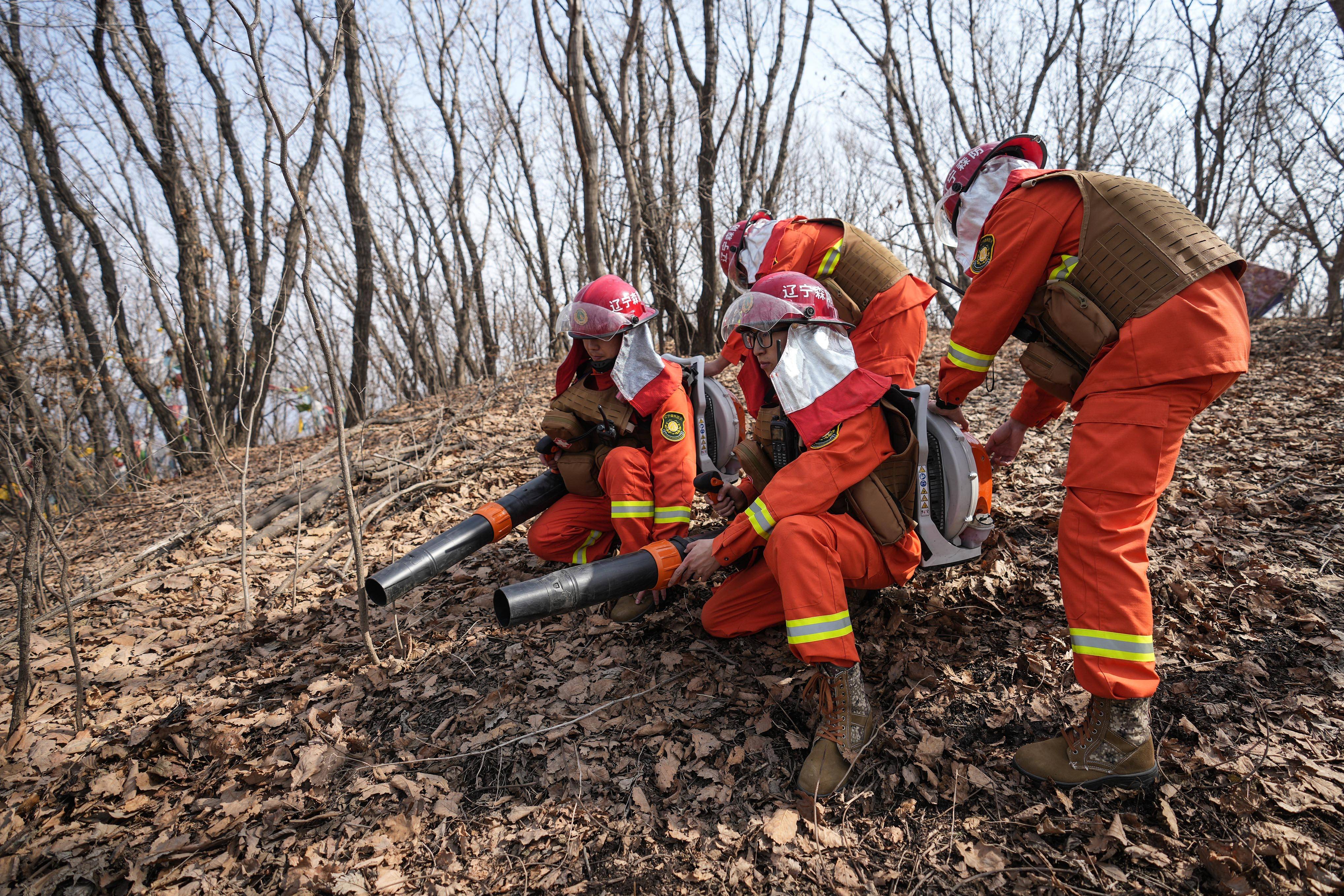 4月2日,本溪市森林消防队的消防员在明山区青云山巡查过程中发现一处