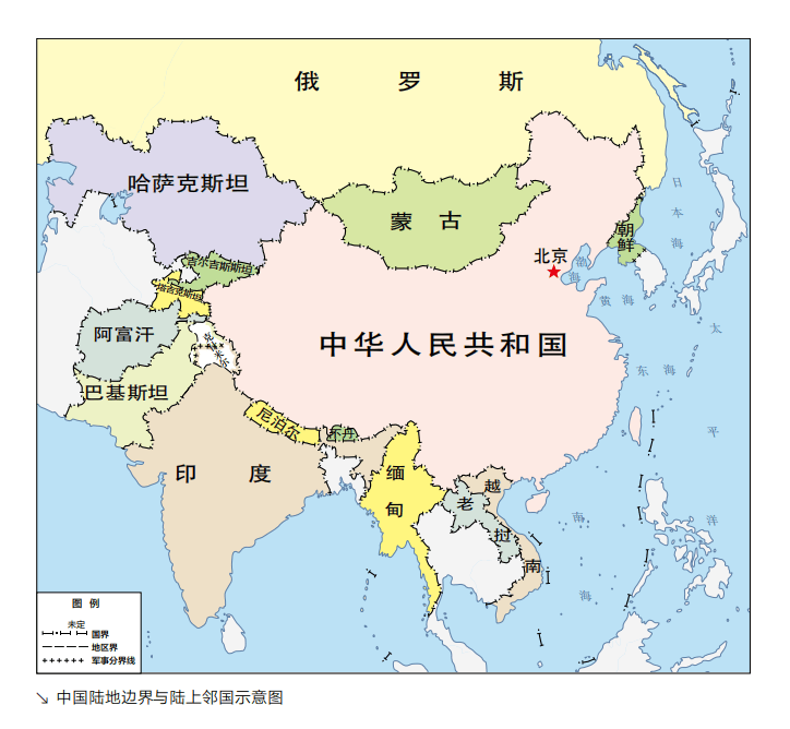 中国地图邻国西部图片