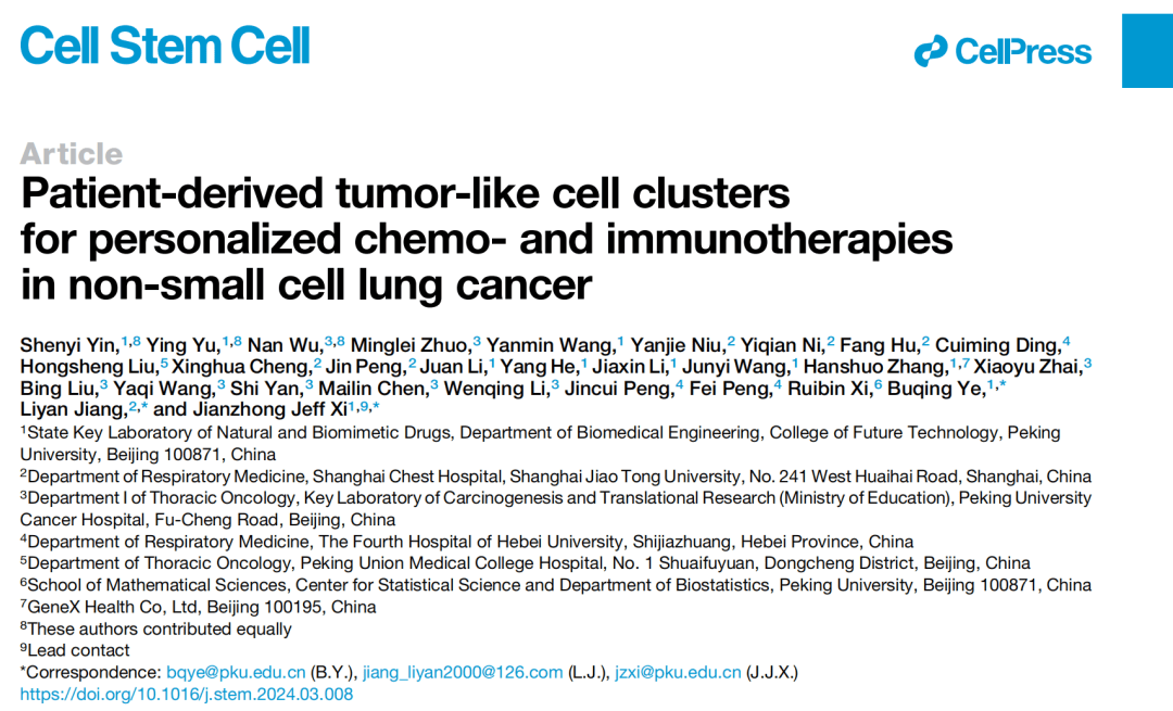 Cell 子刊：北大席建忠/吴楠等团队构建 NSCLC 微肿瘤模型，预测准确率达 89%_临床_细胞
