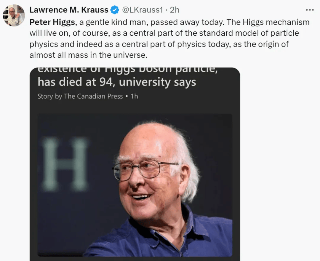 【物理学家】94岁诺奖得主希格斯去世,曾预言「上帝粒子」的存在_彼得
