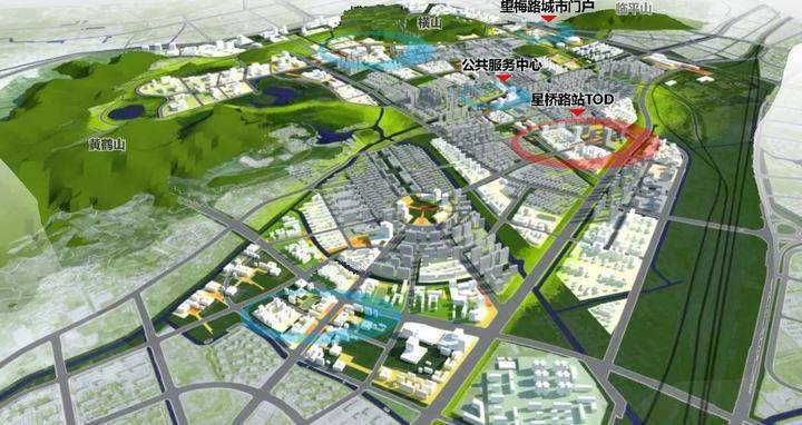 星桥规划图具体来说,星桥未来将以上塘河,铁路沿线景观建设为重点