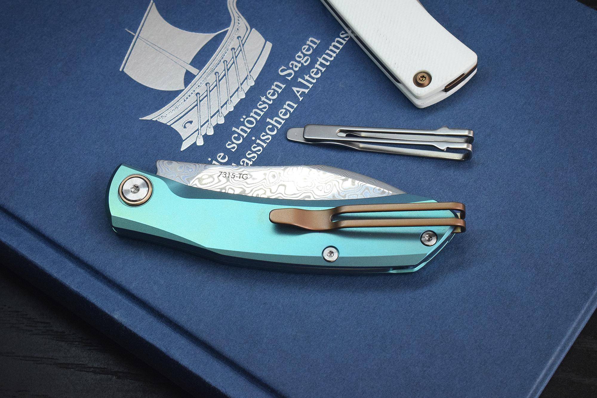 折刀中的西装暴徒三刃木7315钛合金大马士革折刀体验