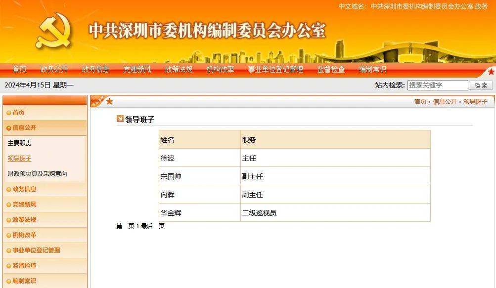 深圳市委编办人事调整他转任二级巡视员