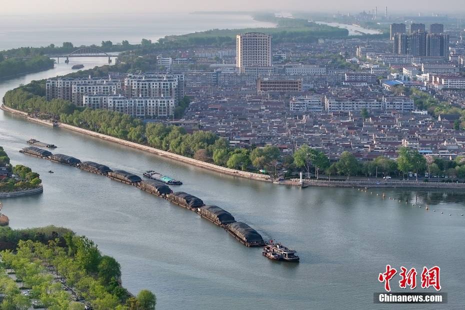 江苏高邮航拍一湖两河三堤自然人文景观