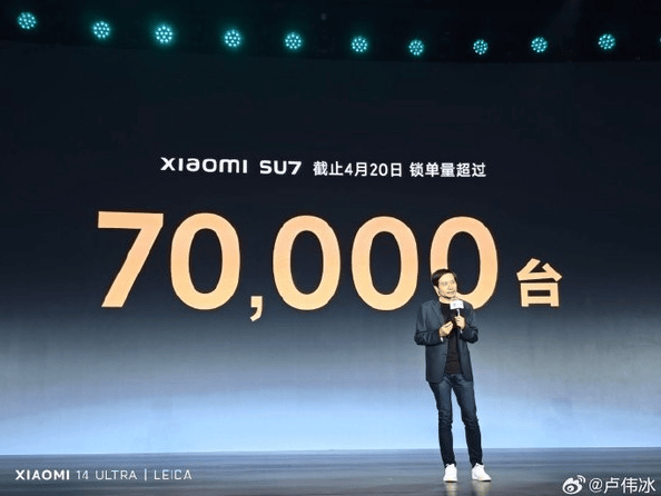 小米su7锁单破7万 车展发布会引期待