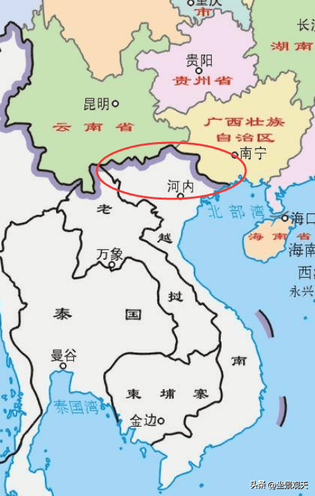 按照地理关系,越南直接和我国的云南省,广西省接壤