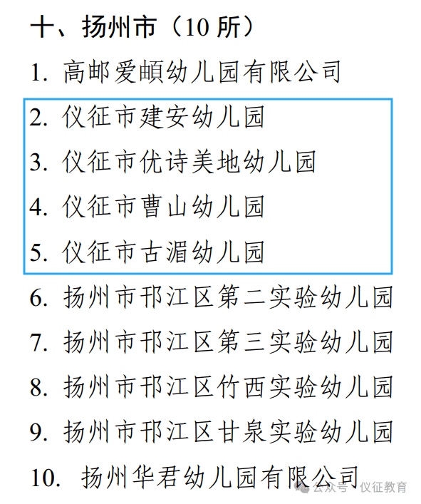 江苏省优质幼儿园, 仪征 4!