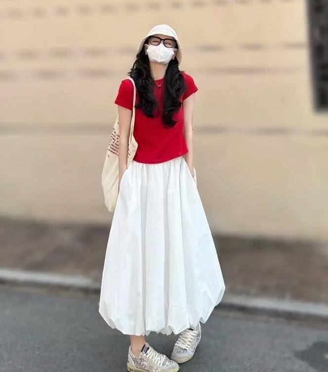 短款t恤 裙子,这么穿太美了!