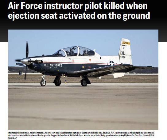 美媒：弹射座椅误启动，美国空军一飞行员教练死亡