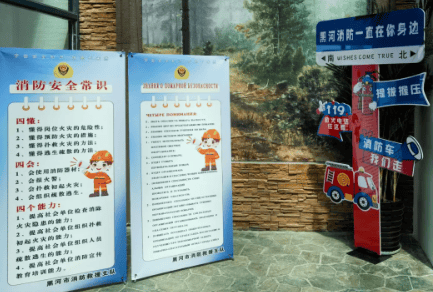 制作带有中俄双语的立架式消防提示,供游客打卡的拍照框和地标装饰