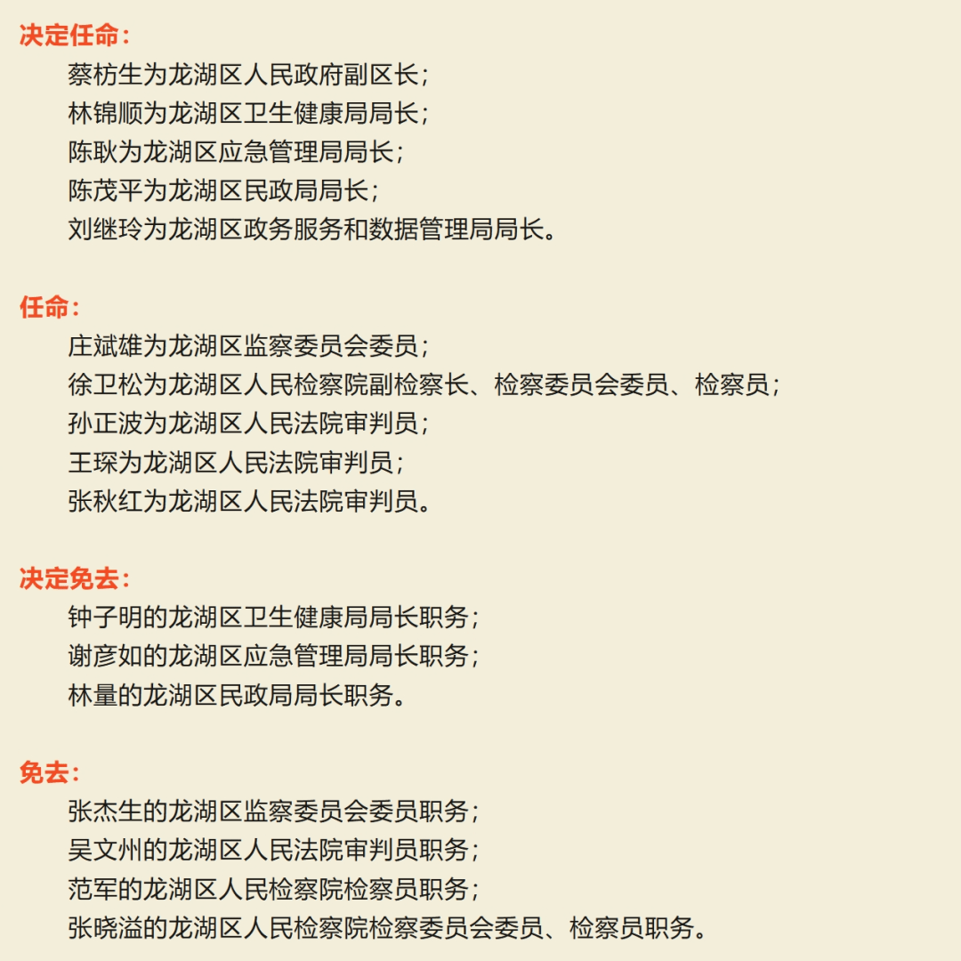 龙湖区最新人事任免_名单_汕头市_会议