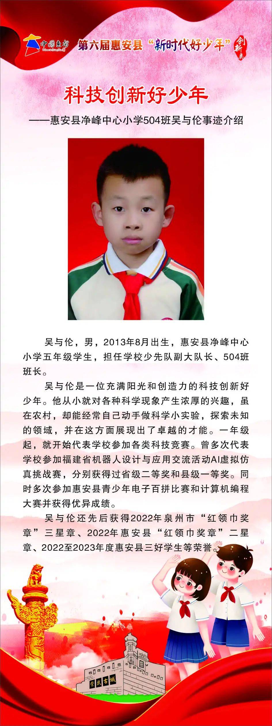 [点赞] 16名惠安县2024年"新时代好少年"先进事迹来啦!