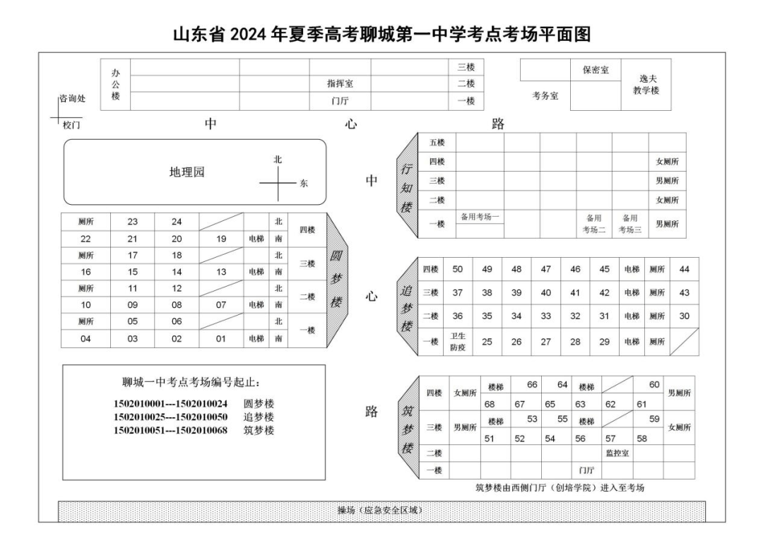 收藏!聊城城区6个高考考点考场分布图来了