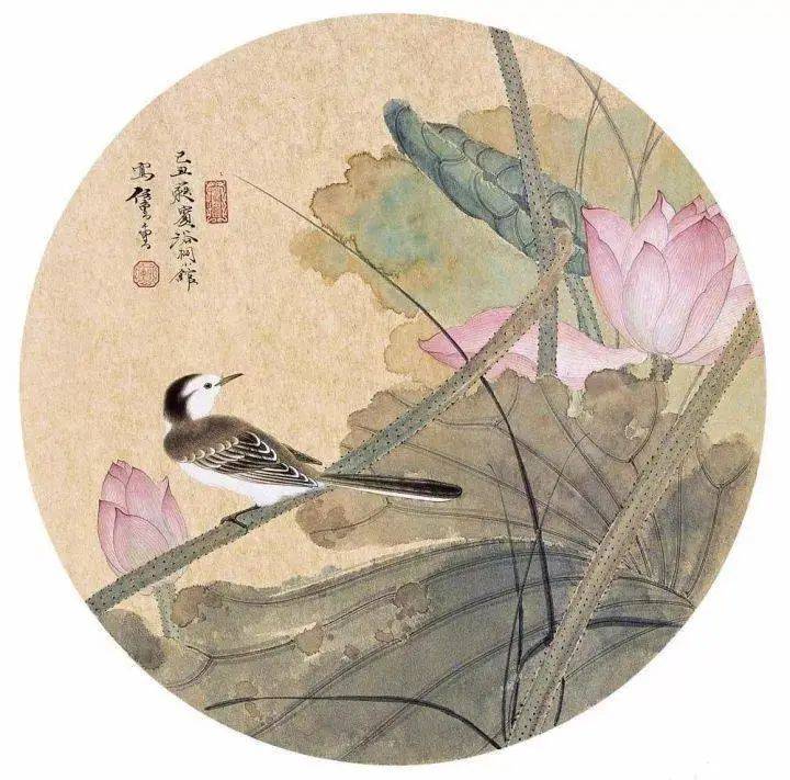 一组工笔扇面,美得有些犯规了!_国画_合作_教程