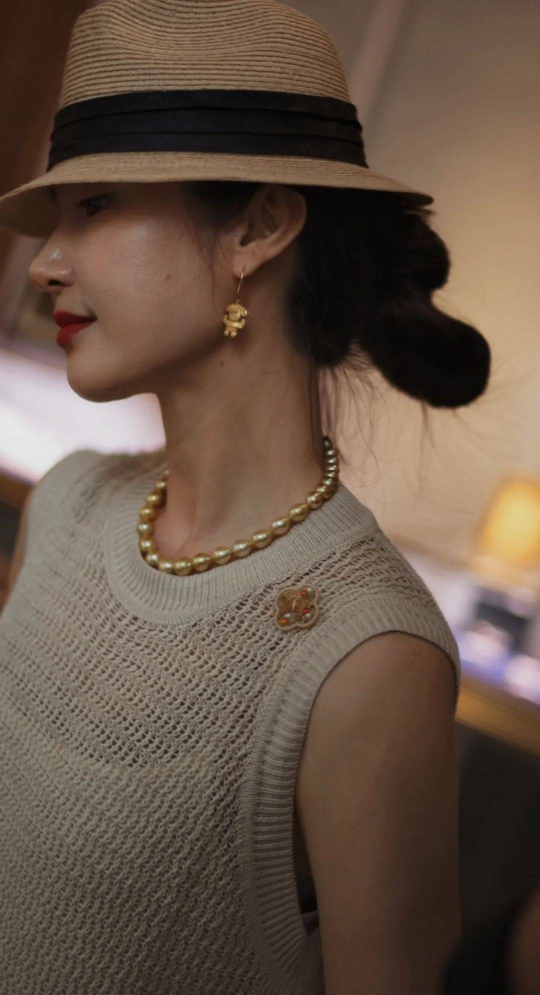 水滴巴洛克金珠项链