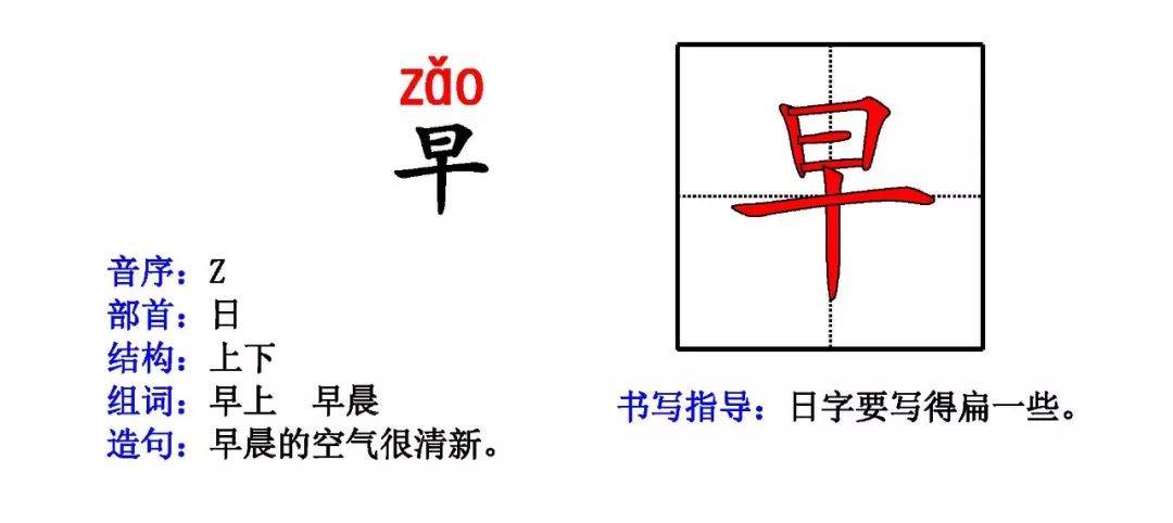 一年级上生字卡片:组词造句带拼音可打印,暑假让孩子预习!