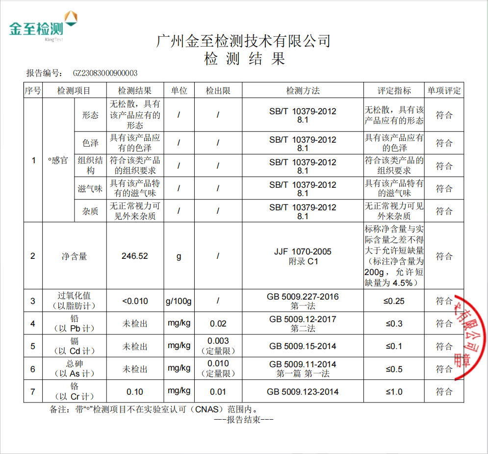 芝麻检验报告图片